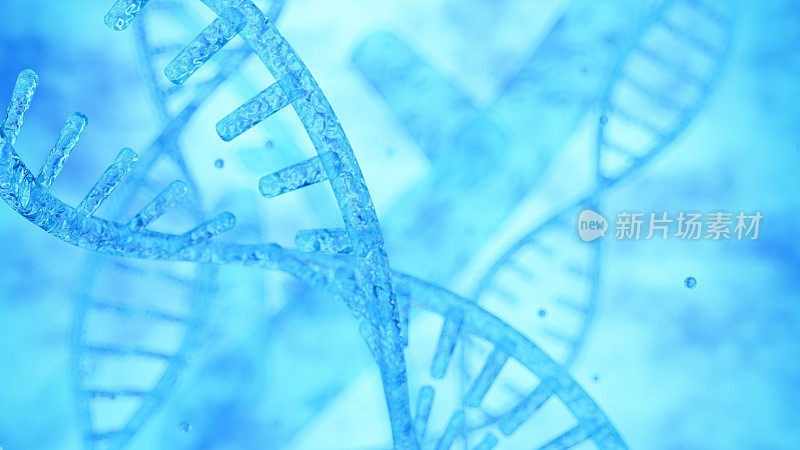 蓝色背景上的DNA链