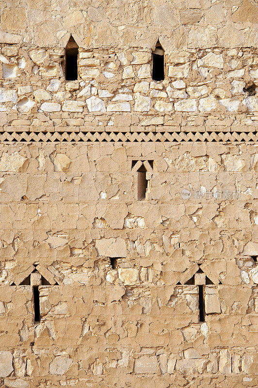 墙壁细节，卡斯尔哈拉那，阿兹拉克公路，约旦沙漠，约旦