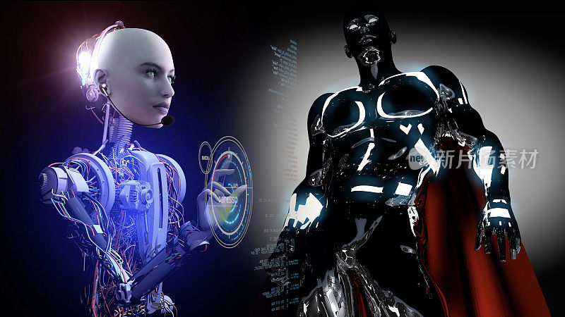 美丽的脸机器人编码超级英雄与虚拟计算机