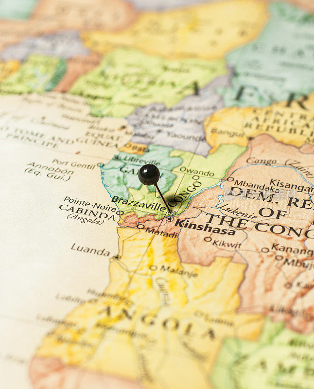 金沙萨、刚果共和国和安哥拉旅行路线图