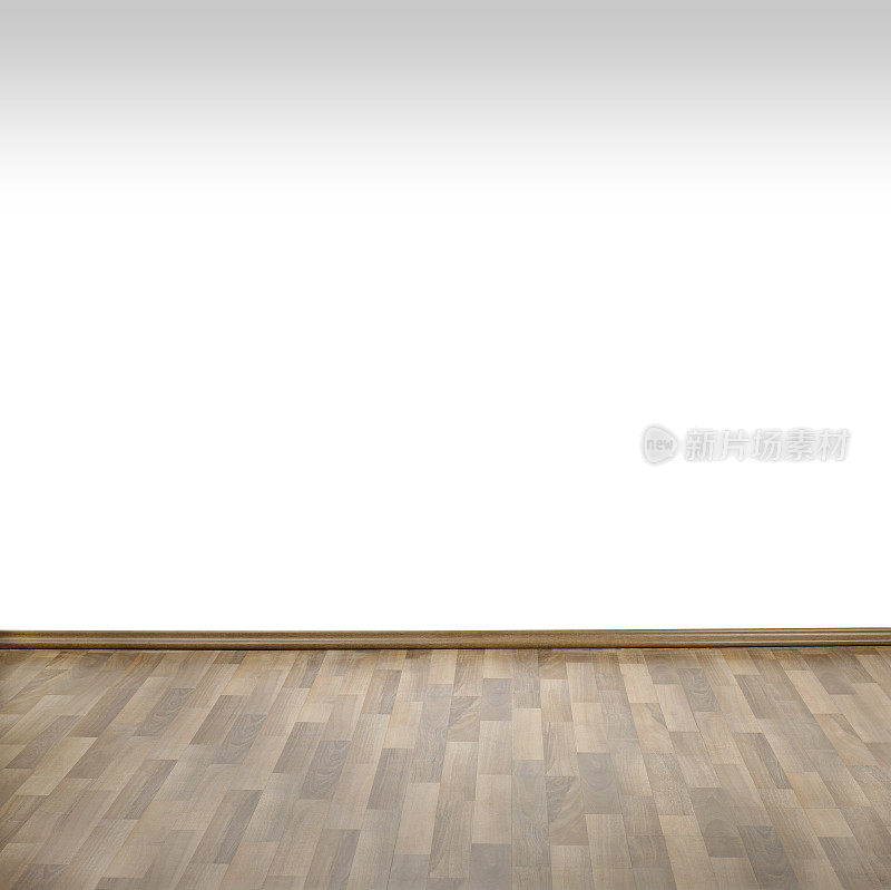 木质瓷砖和白色墙壁的空房间