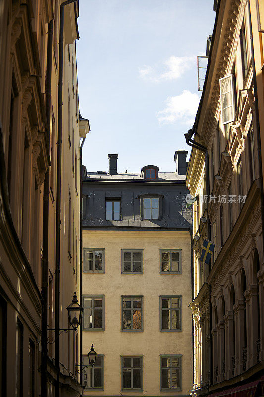 瑞典斯德哥尔摩老城的狭窄小巷