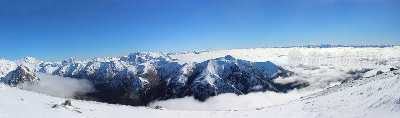 广阔的全景场景-安第斯山脉的山顶