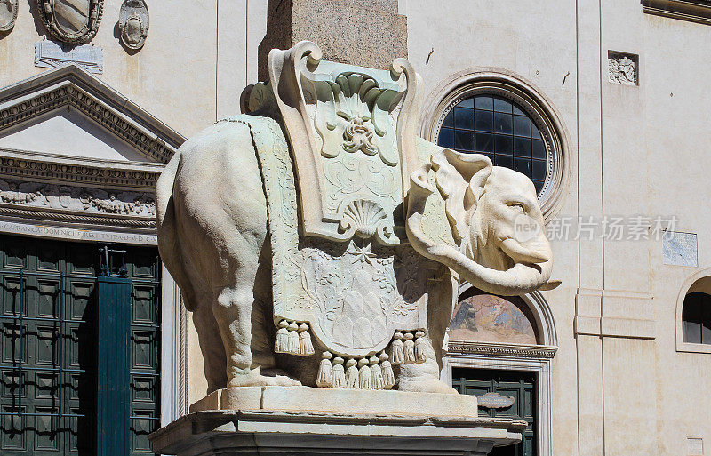 大象和贝尼尼的方尖碑和圣玛利亚教堂，密涅瓦广场，罗马，意大利