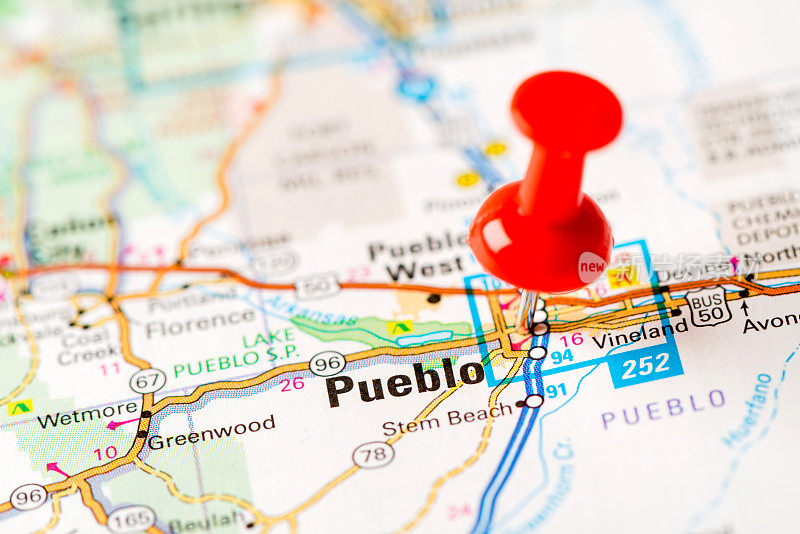 美国首都城市地图系列:普韦布洛，CO