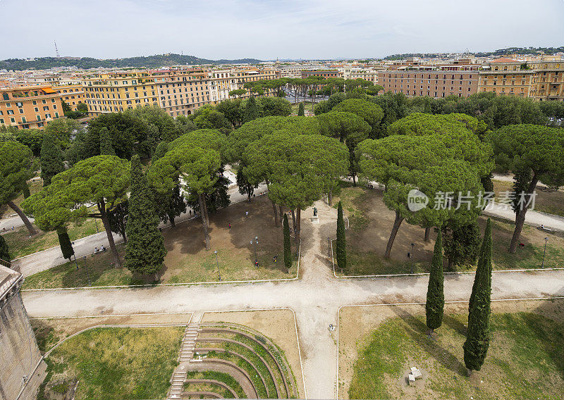 全景从城堡圣安杰洛塔。罗马。意大利。2017年6月