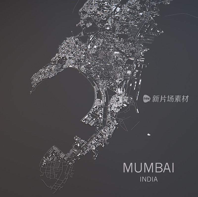 孟买的卫星视图，地图，印度