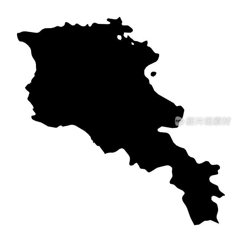 亚美尼亚黑色剪影地图轮廓孤立在白色3D插图