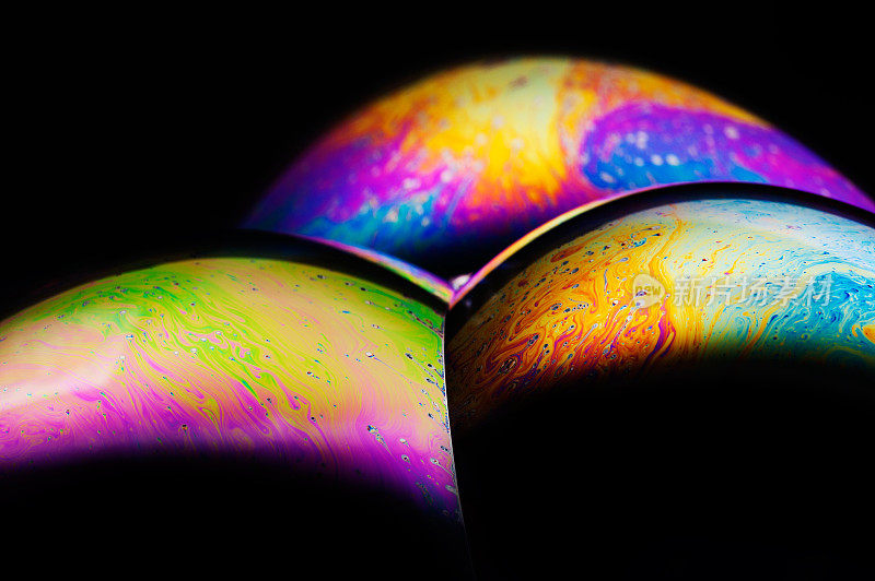 肥皂泡表面，彩色抽象纹理