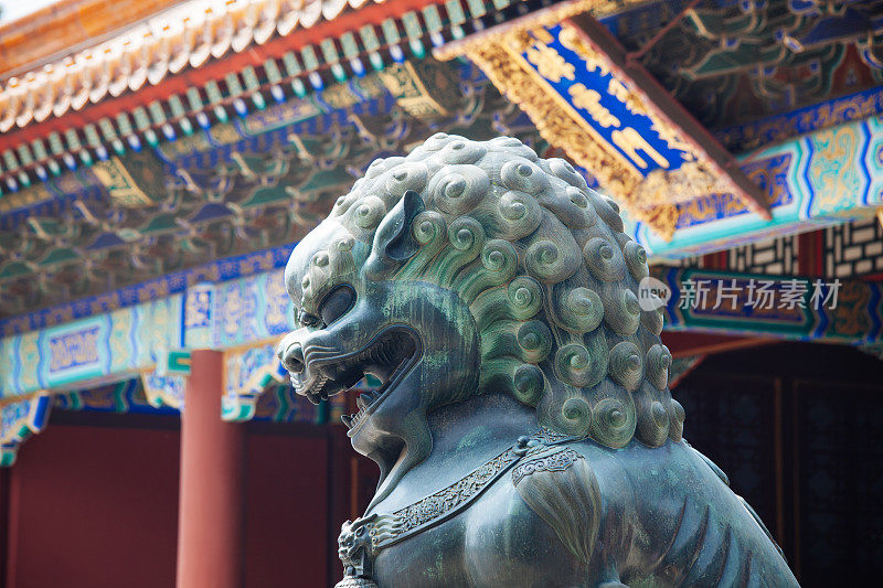 青铜中国守护狮在颐和园