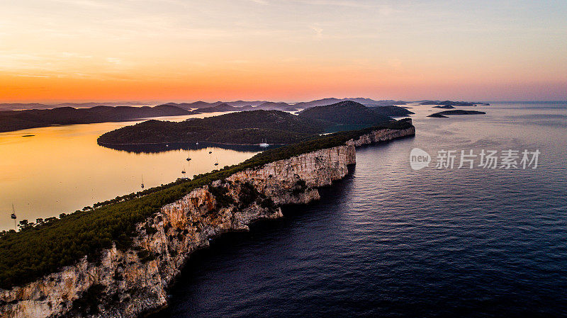 克罗地亚海上岛屿的景色
