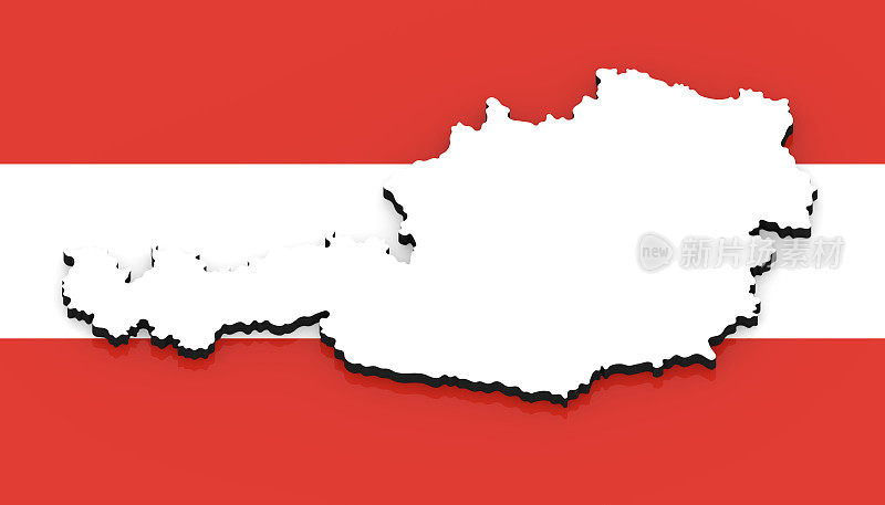3D地图上的奥地利国旗