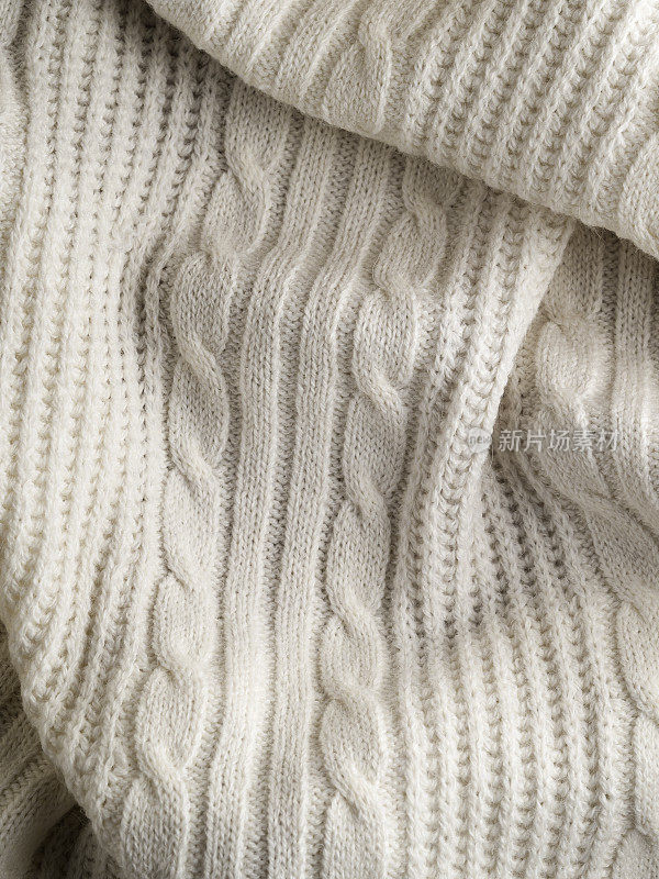 针织毛衣纹理背景，毛毯背景，白色针织布纹理背景，