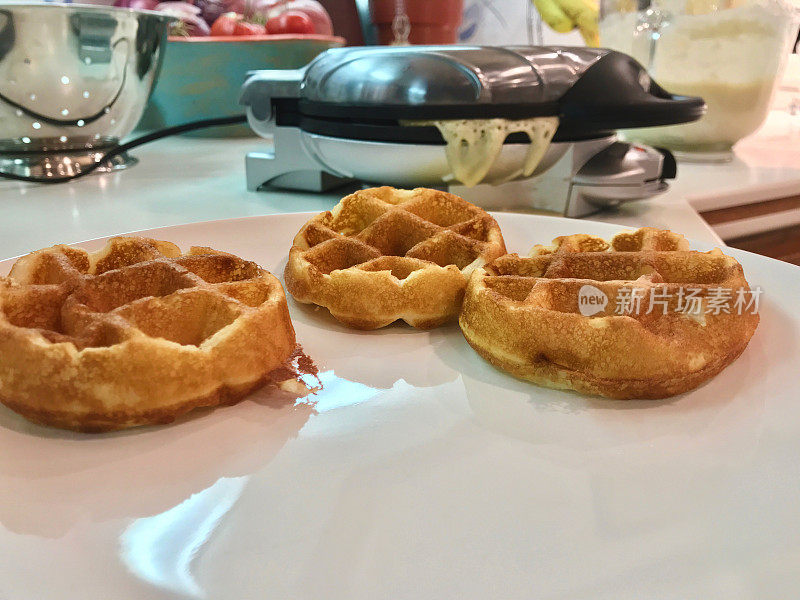 乡村烹饪制作华夫饼早餐食品家庭静物系列在家