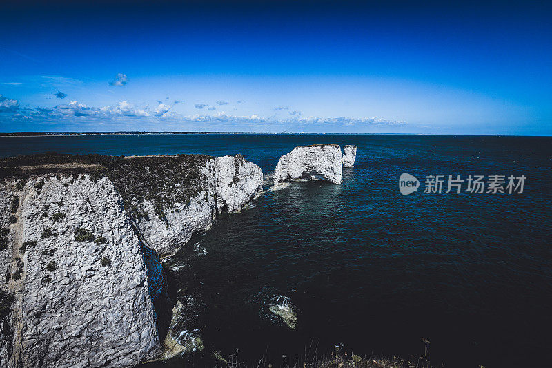 雄伟的哈里悬崖在海上的侏罗纪海岸，英国