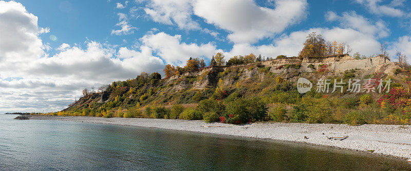 十月加拿大多伦多的安大略湖岸线全景