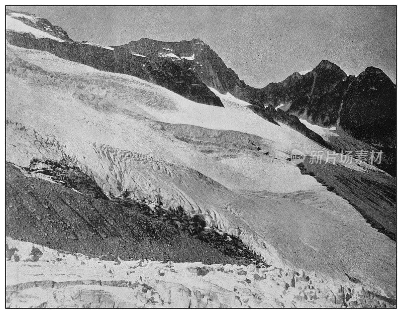 美国古老的黑白照片:阿苏尔坎冰川