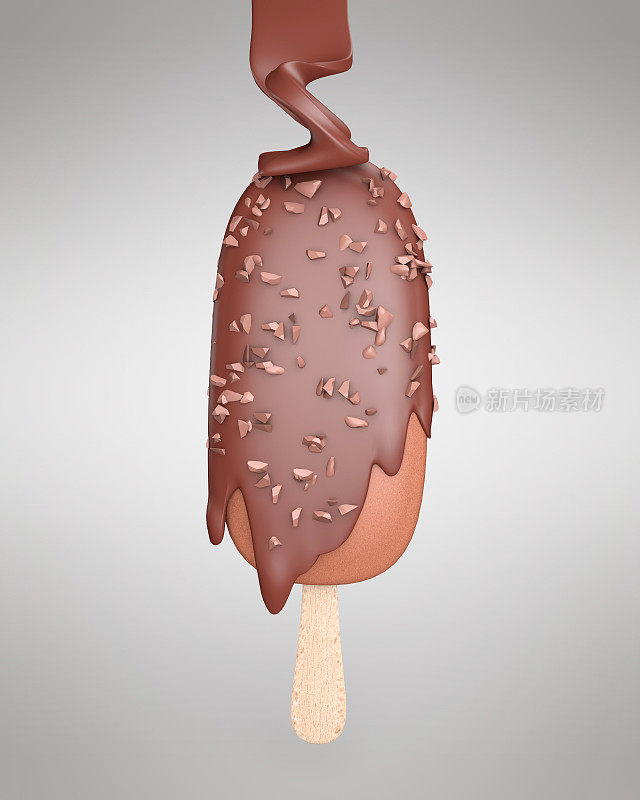 巧克力冰淇淋和流动巧克力