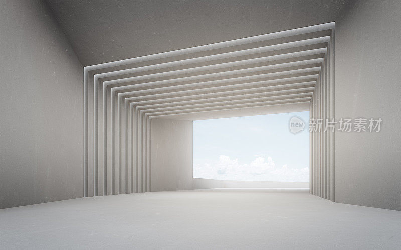 抽象室内设计现代展厅三维效果图。