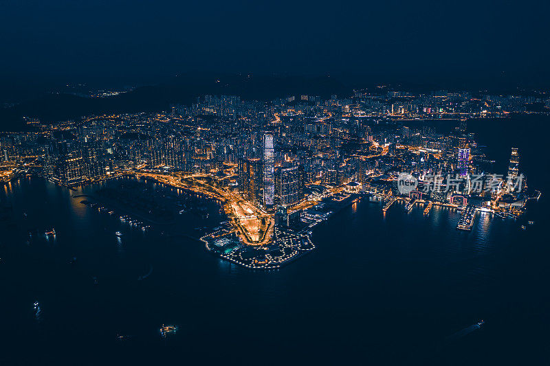 鸟瞰图香港夜