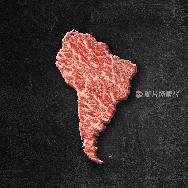 用生神户牛肉制作的南美地图