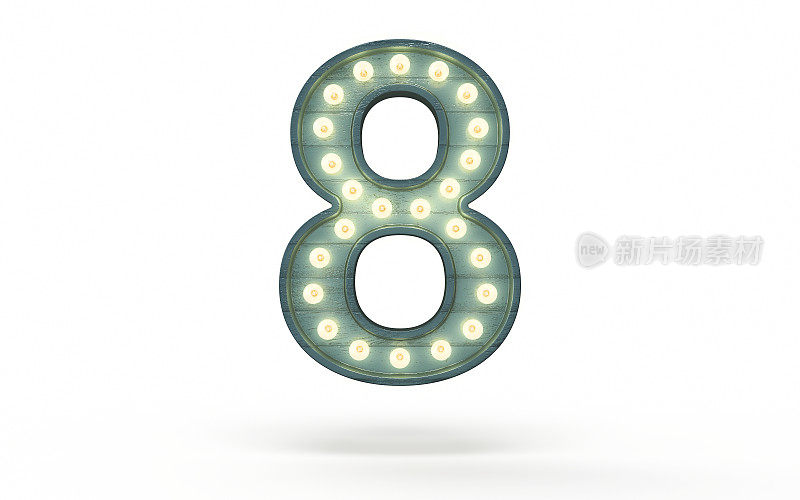 8号用绿色木头装饰的灯泡