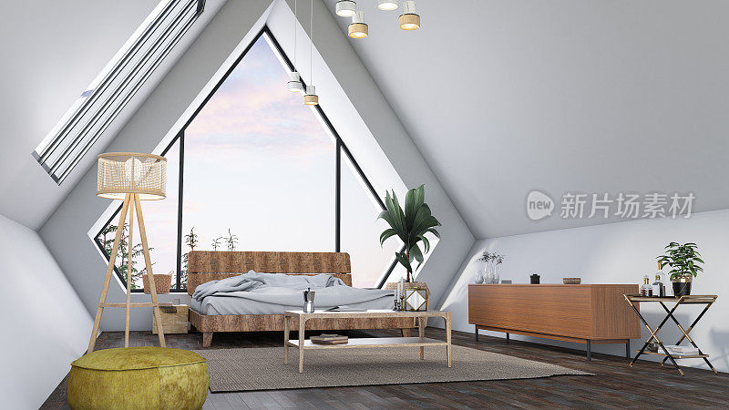 现代三角形橱柜与客厅家具