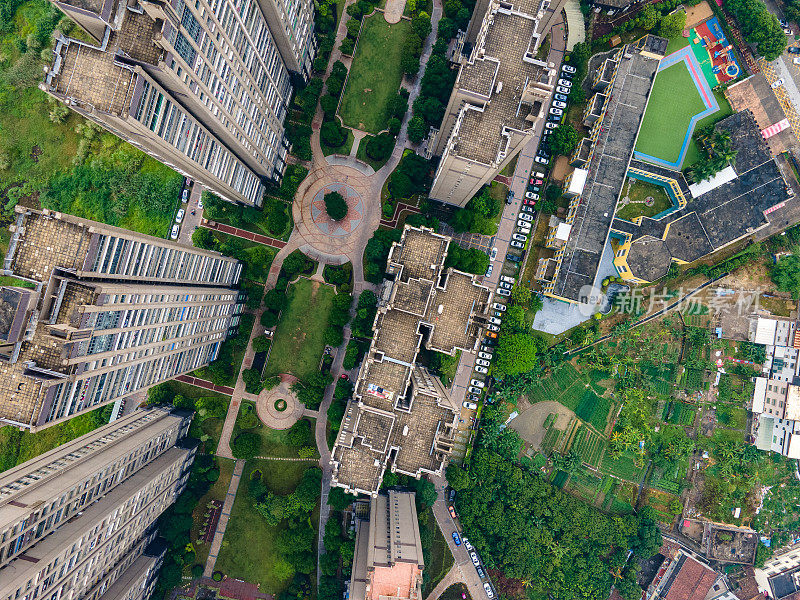 城市居住区高层建筑鸟瞰图