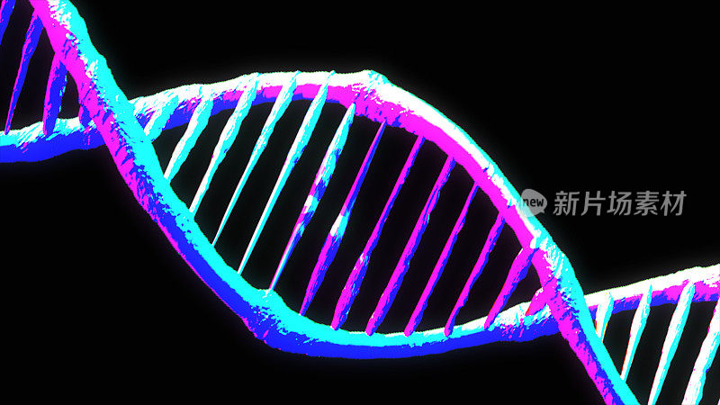 DNA双螺旋结构。人类DNA的螺旋结构。生物学概念。三维演示