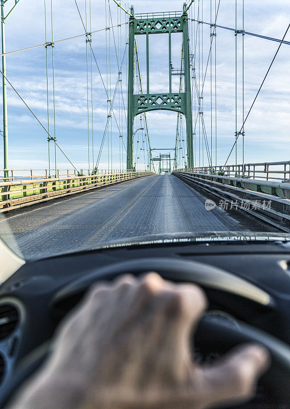 汽车POV加拿大美国国际桥梁边境过境