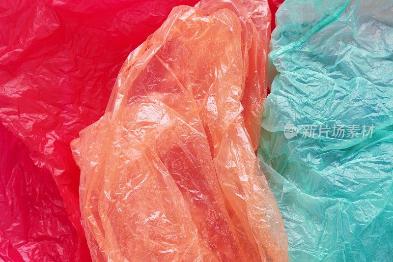 各种塑料袋组的特写