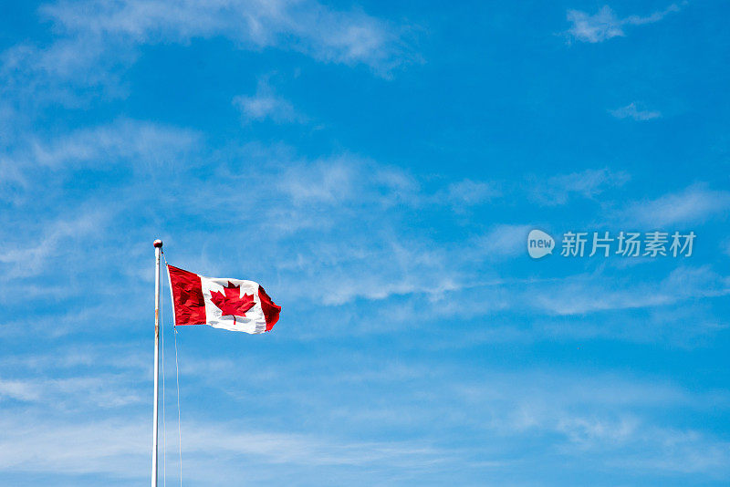 加拿大国旗在风中飘扬