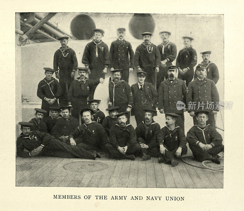 19世纪90年代，美国海军缅因号战舰上的水手们