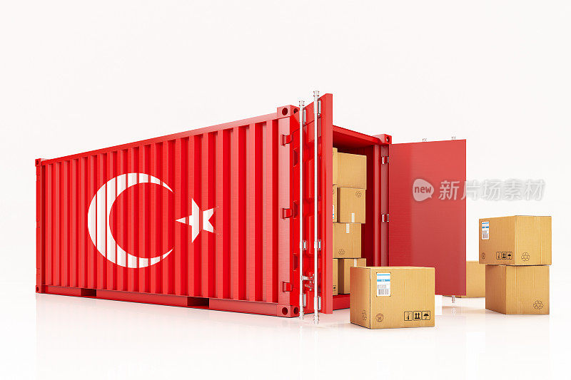 带有土耳其国旗的集装箱