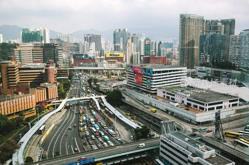 鸟瞰图，香港交通和收费站