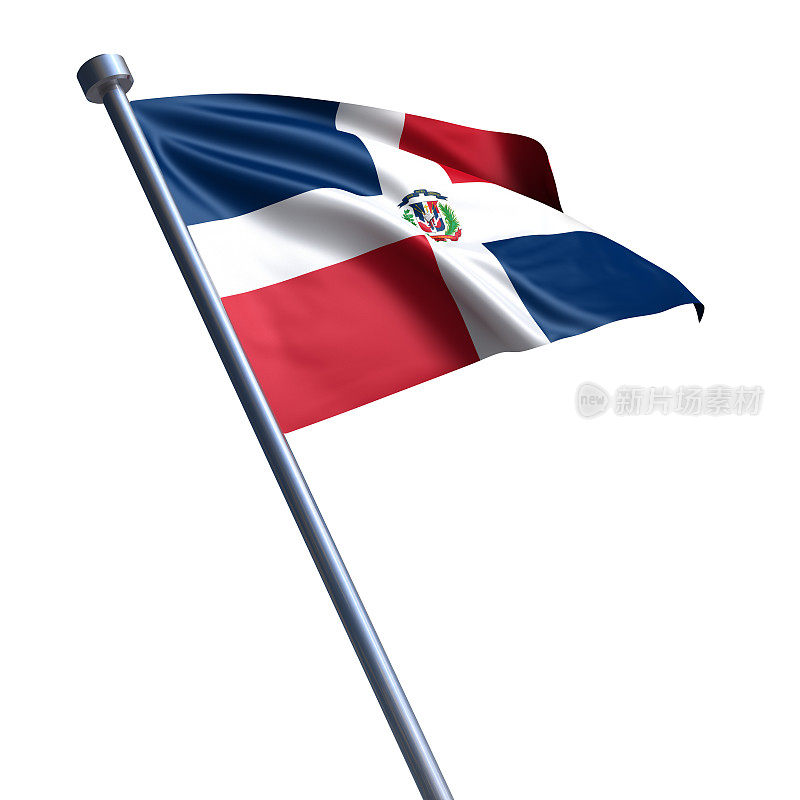 多米尼加共和国的国旗，孤立的白色
