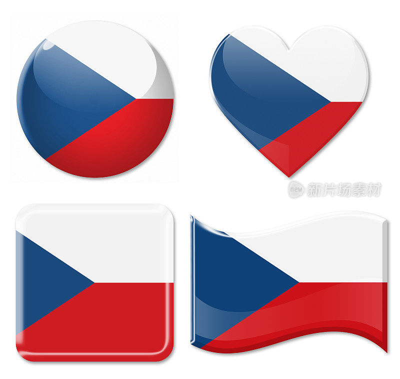 捷克共和国旗帜和图标设置