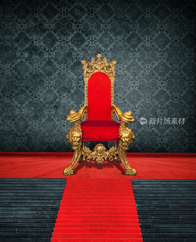 房间内饰有王座和红地毯