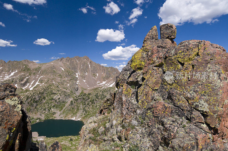 绿松石高山湖泊和风景秀丽的山脊