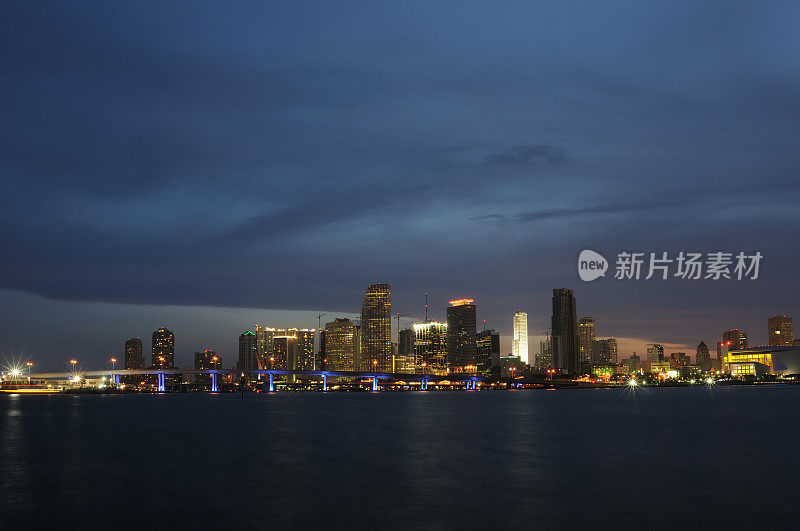 迈阿密市中心，佛罗里达的夜景