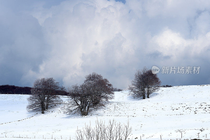 春天雪覆盖了这座山