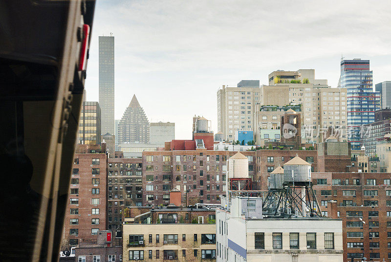 纽约市东曼哈顿从有轨电车鸟瞰城市建筑