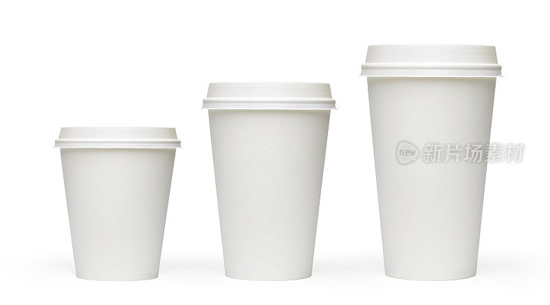 三种尺寸的空白带走咖啡杯