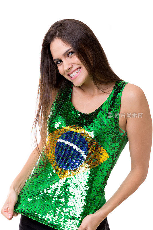 在白色背景上的巴西女孩的肖像