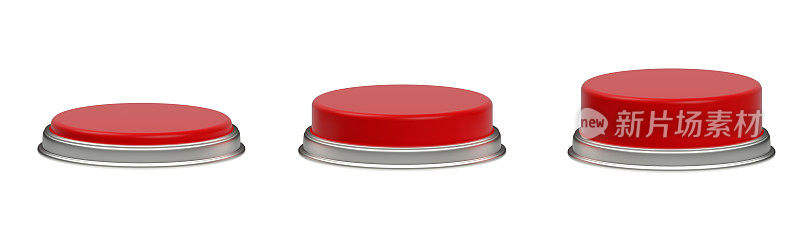 三个不同阶段的红色圆形按钮