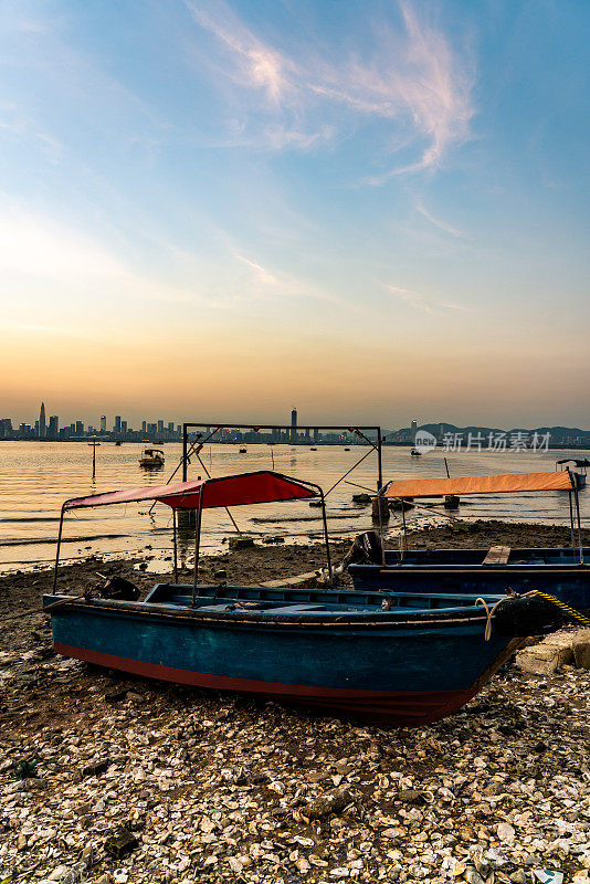 香港新界元朗流浮山的日落