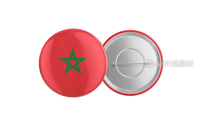 摩洛哥国旗徽章别针动作捕捉，前后裁剪路径