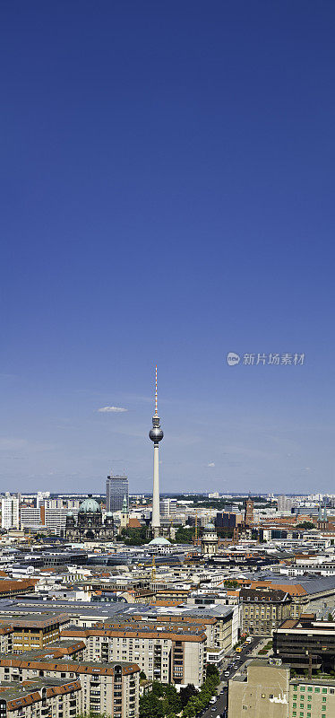 柏林地标Fernsehturm柏林Dom亚历山大广场屋顶德国垂直城市景观