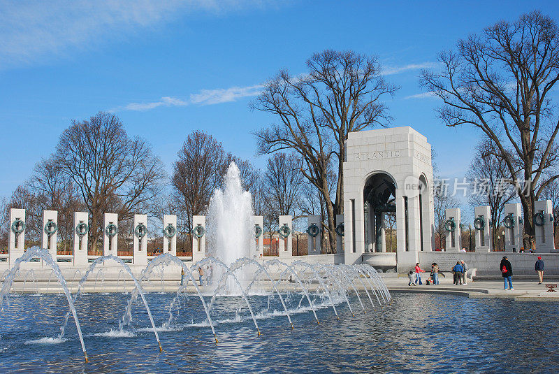 国家第二次世界大战纪念馆在一个晴朗的日子