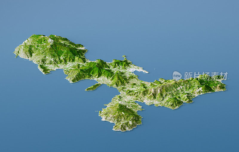 厄尔巴岛地形图3D景观视图自然色彩